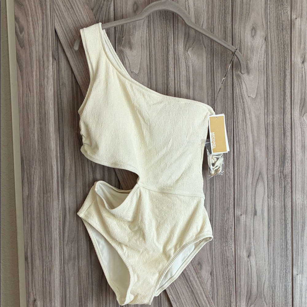 One-Shoulder Cream Swimsuit
